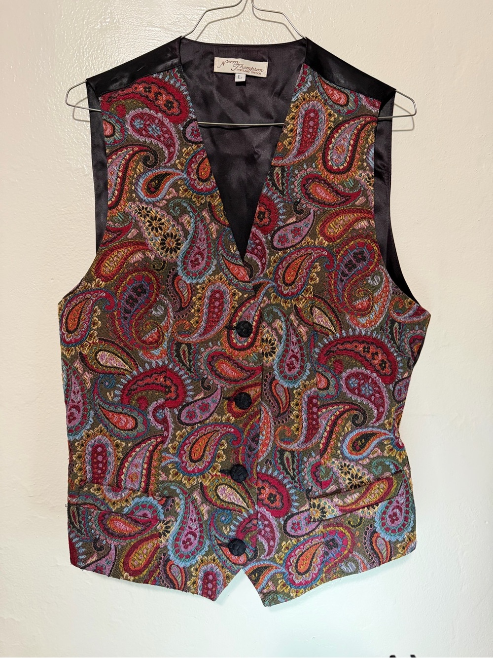 Norm Thompson Multicolor Paisley Vest - Red, Blue, Gold